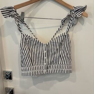 H&M grey  and White Striped Tank Top